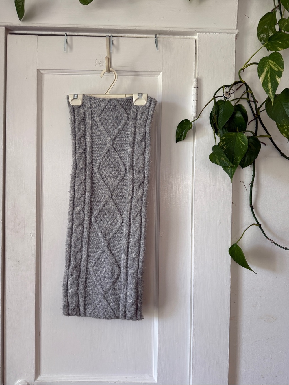 Cozy Gray Cable Knit infinity scarf